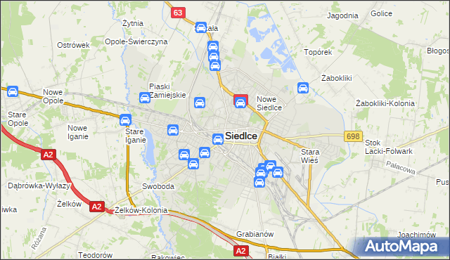 mapa Siedlce, Siedlce na mapie Targeo