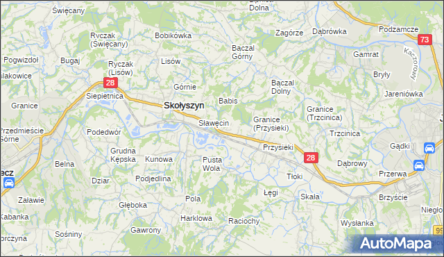 mapa Siedliska Sławęcińskie, Siedliska Sławęcińskie na mapie Targeo