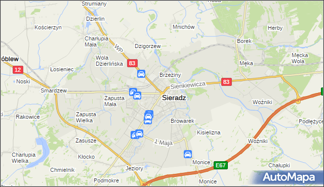 mapa Sieradz, Sieradz na mapie Targeo