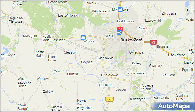 mapa Siesławice, Siesławice na mapie Targeo