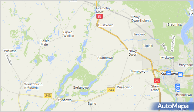 mapa Skarbiewo, Skarbiewo na mapie Targeo