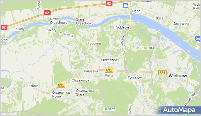 mapa Skrzeszew gmina Wieliszew, Skrzeszew gmina Wieliszew na mapie Targeo