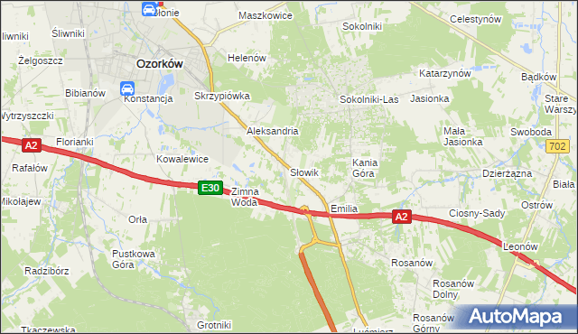 mapa Słowik gmina Zgierz, Słowik gmina Zgierz na mapie Targeo