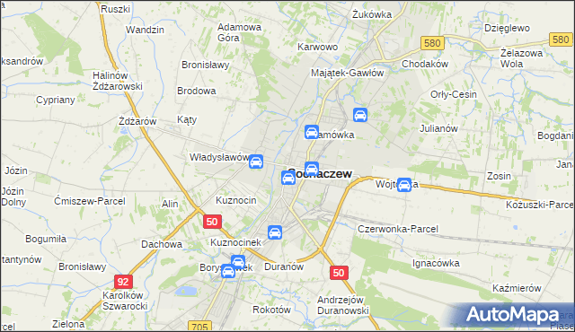 mapa Sochaczew, Sochaczew na mapie Targeo