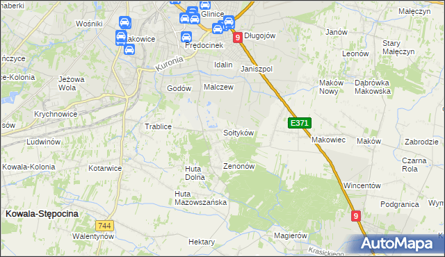 mapa Sołtyków gmina Skaryszew, Sołtyków gmina Skaryszew na mapie Targeo