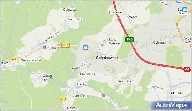 mapa Sośnicowice, Sośnicowice na mapie Targeo