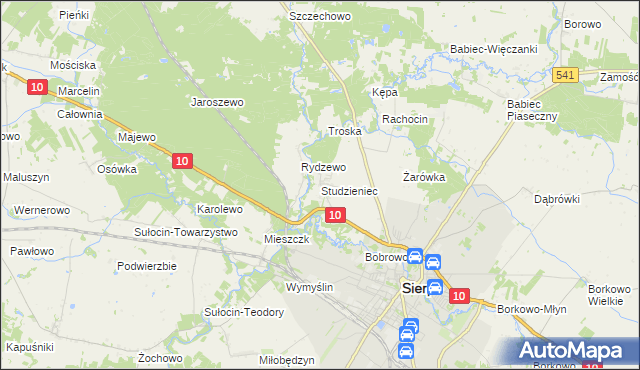 mapa Studzieniec gmina Sierpc, Studzieniec gmina Sierpc na mapie Targeo