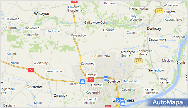 mapa Sucharzów, Sucharzów na mapie Targeo