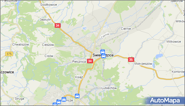 mapa Świebodzice, Świebodzice na mapie Targeo