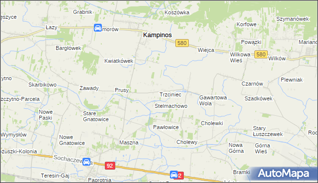 mapa Trzciniec gmina Leszno, Trzciniec gmina Leszno na mapie Targeo