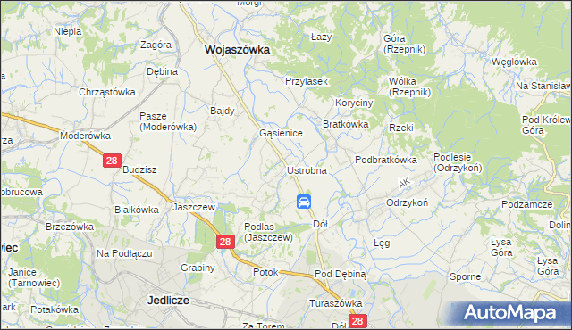 mapa Ustrobna, Ustrobna na mapie Targeo