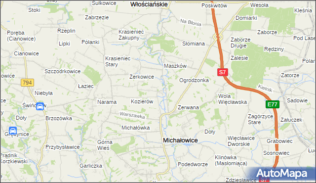 mapa Wilczkowice gmina Michałowice, Wilczkowice gmina Michałowice na mapie Targeo