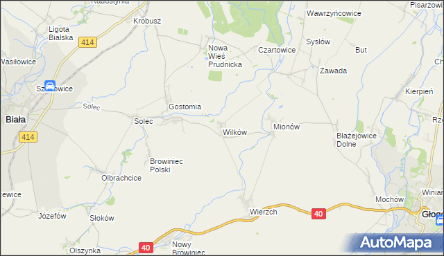 mapa Wilków gmina Biała, Wilków gmina Biała na mapie Targeo