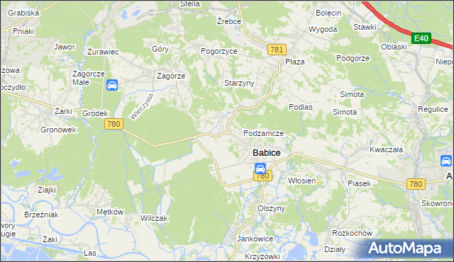 mapa Wygiełzów gmina Babice, Wygiełzów gmina Babice na mapie Targeo