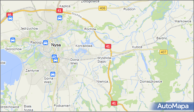 mapa Wyszków Śląski, Wyszków Śląski na mapie Targeo