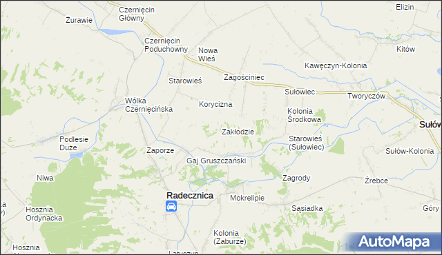 mapa Zakłodzie, Zakłodzie na mapie Targeo