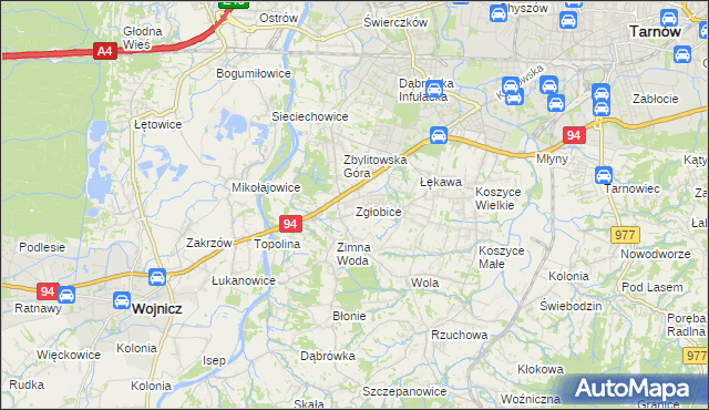 mapa Zgłobice, Zgłobice na mapie Targeo
