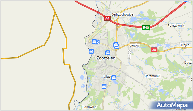 mapa Zgorzelec, Zgorzelec na mapie Targeo