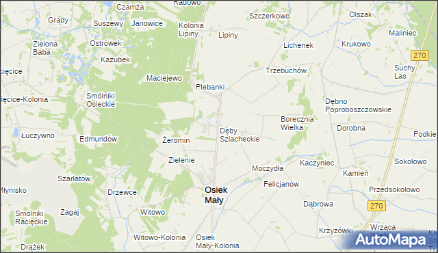 mapa Dęby Szlacheckie, Dęby Szlacheckie na mapie Targeo