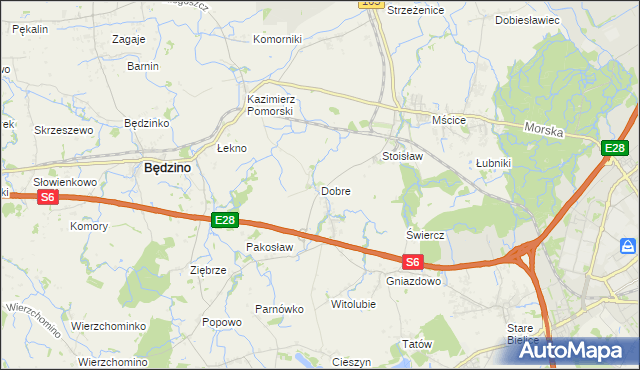mapa Dobre gmina Będzino, Dobre gmina Będzino na mapie Targeo
