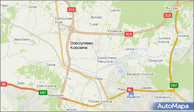 mapa Dobrzyniewo Fabryczne, Dobrzyniewo Fabryczne na mapie Targeo