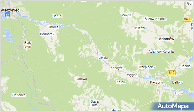 mapa Guciów, Guciów na mapie Targeo