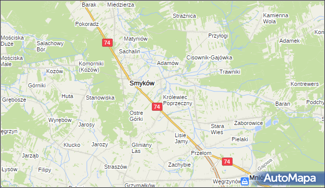 mapa Królewiec Poprzeczny, Królewiec Poprzeczny na mapie Targeo