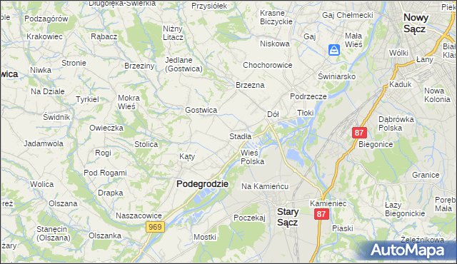 mapa Stadła, Stadła na mapie Targeo