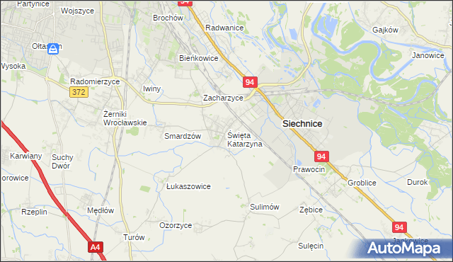 mapa Święta Katarzyna gmina Siechnice, Święta Katarzyna gmina Siechnice na mapie Targeo