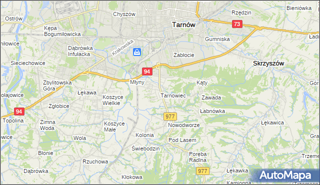 mapa Tarnowiec gmina Tarnów, Tarnowiec gmina Tarnów na mapie Targeo