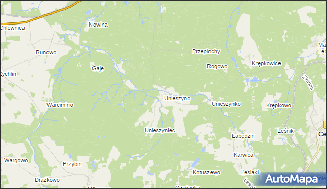 mapa Unieszyno, Unieszyno na mapie Targeo