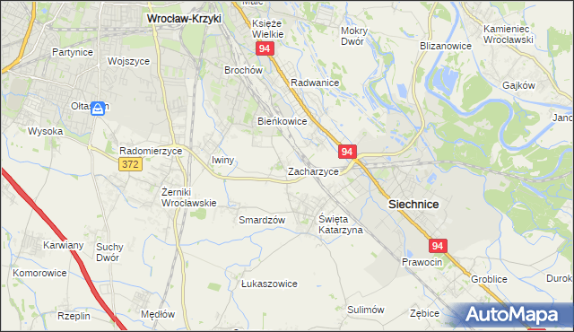 mapa Zacharzyce, Zacharzyce na mapie Targeo