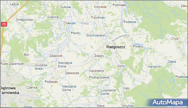 mapa Żdżary gmina Radgoszcz, Żdżary gmina Radgoszcz na mapie Targeo