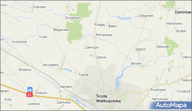 mapa Zielniki, Zielniki na mapie Targeo