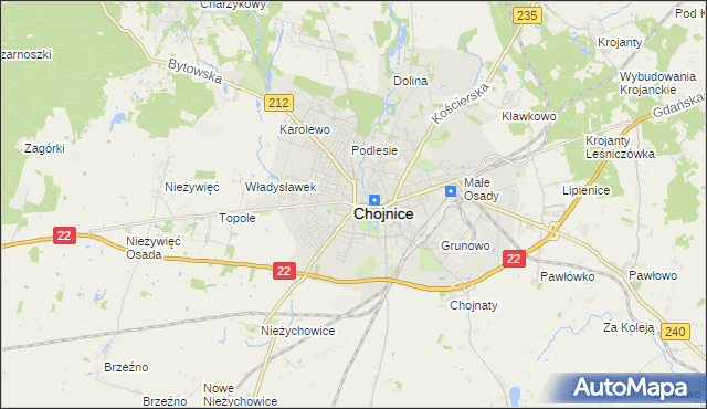 mapa Chojnic, Chojnice na mapie Targeo