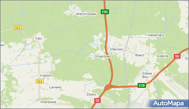 mapa Gniazdowo gmina Goleniów, Gniazdowo gmina Goleniów na mapie Targeo