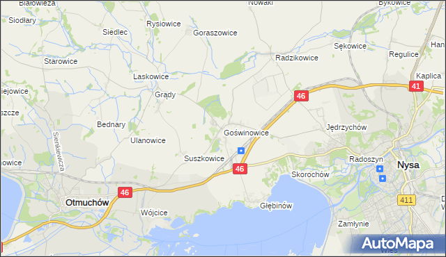 mapa Goświnowice, Goświnowice na mapie Targeo