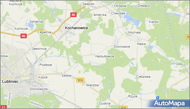 mapa Harbułtowice, Harbułtowice na mapie Targeo