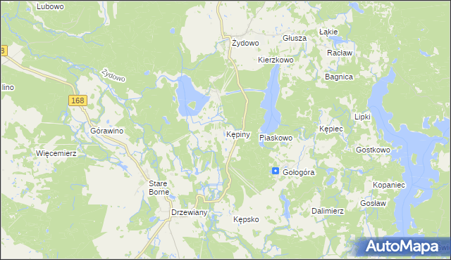 mapa Kępiny gmina Polanów, Kępiny gmina Polanów na mapie Targeo