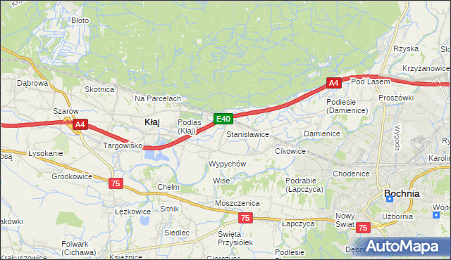 mapa Stanisławice gmina Bochnia, Stanisławice gmina Bochnia na mapie Targeo