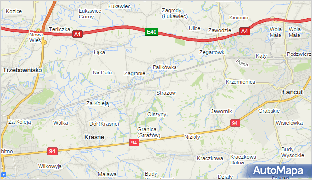 mapa Strażów, Strażów na mapie Targeo