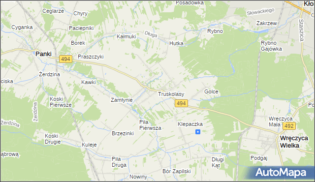 mapa Truskolasy gmina Wręczyca Wielka, Truskolasy gmina Wręczyca Wielka na mapie Targeo