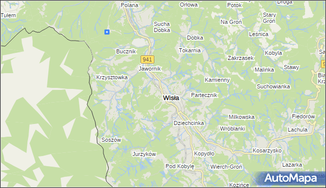 mapa Wisła, Wisła na mapie Targeo