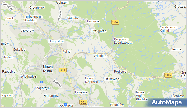 mapa Wolibórz, Wolibórz na mapie Targeo