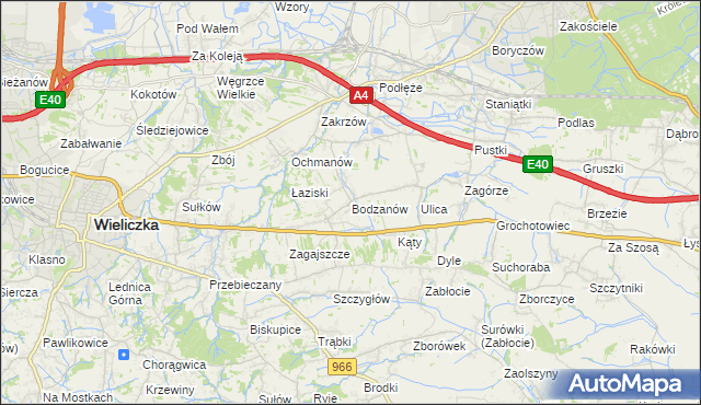 mapa Bodzanów gmina Biskupice, Bodzanów gmina Biskupice na mapie Targeo