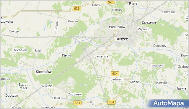 mapa Jasienica gmina Tłuszcz, Jasienica gmina Tłuszcz na mapie Targeo