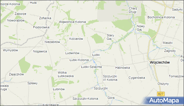 mapa Łubki gmina Wojciechów, Łubki gmina Wojciechów na mapie Targeo