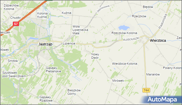 mapa Nowy Dwór gmina Jastrząb, Nowy Dwór gmina Jastrząb na mapie Targeo