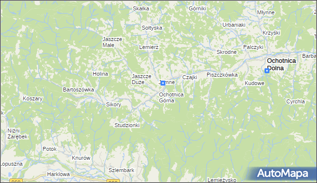 mapa Ochotnica Górna, Ochotnica Górna na mapie Targeo