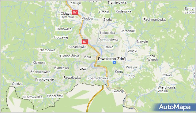 mapa Piwniczna-Zdrój, Piwniczna-Zdrój na mapie Targeo